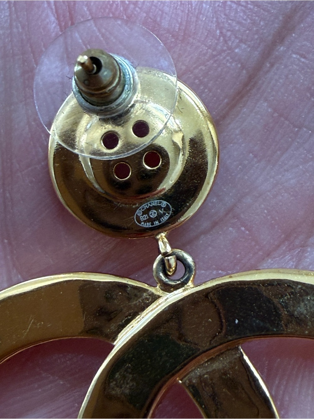 CHANEL Button Gold CC Logo Drop Earrings - Classic Gold Tone - Picture 9 of 15